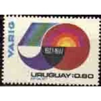 URUGUAY - ANO 1976 50º ANIVERSÁRIO DA COMPANHIA AÉREA BRASILEIRA VARIG -SELO MINT