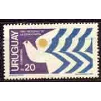 URUGUAY - ANO 1985 RETORNO DA DEMOCRACIA POMBA SOL E LISTRAS DA BANDEIRA URUGUAYA - MINT