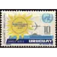 URUGUAY ONU - ANO 1968 ANO INTERNACIONAL DO TURISMO SOL AVIÃO, NAVIO E TREM