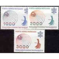 VATICANO - Y Ae -063/65 (1978) 10º DIA MUNDIAL DAS TELECOMUNICAÇÕES -ANTENA E ONDAS - SÉRIE 3 SELOS MINT