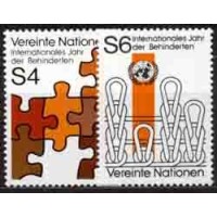 ONU VIENA - Y 017/18 (1981) ANO INTERNACIONAL DAS PESSOAS PORTADORAS DE DEFICIÊNCIA FÍSICA OU MENTAL -SÉRIE 2 SELOS MINT