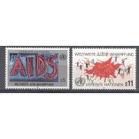 ONU VIENA - Y 104/105 (1990) LUTA MUNDIAL CONTRA A AIDS -SÉRIE 2 SELOS MINT