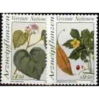 ONU VIENA - Y 106/107 (1990) PLANTAS MEDICINAIS COM FLORES -SÉRIE 2 SELOS MINT