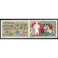 ONU VIENA - Y 125/126 (1991) OS DIREITOS DA CRIANÇA - DESENHOS DE UMA JOVEM E DE UMA CRIANÇA - LINDA SÉRIE MINT COM 2 SELOS