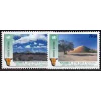 ONU VIENA - Y 122/123 (1991) NAMÍBIA : NASCE UMA NAÇÃO -PAISAGENS - SÉRIE 2 SELOS MINT