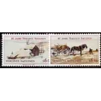ONU VIENA - Y 051/52 (1985) 40º ANIVERSÁRIO DA ONU - PINTURAS, CAVALO SÉRIE COM 2 SELOS MINT