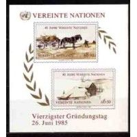 ONU VIENA - Y B-002 (1985) 40º ANIVERSÁRIO DA ONU - PINTURAS, CAVALO BLOCO MINT