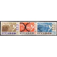 EQUADOR ONU - ANO 1963 OEA - ALIANÇA PARA O PROGRESSO SÉRIE 3 SELOS MINT COM MARCA DE CHARNEIRA NA GOMA LIMPA