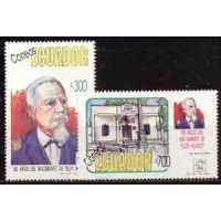 EQUADOR - Y 1250/1251 (1992) 150º ANIVERSÁRIO DO NASCIMENTO DO PRESIDENTE ELOY ALFAROS - SÉRIE 2 SELOS MINT