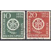 ALEMANHA BERLIN - Y 0123/124 (1956) CENTENÁRIO DA ASSOCIAÇÃO NACIONAL DOS ENGENHEIROS -EMBLEMA - SÉRIE 2 SELOS USADOS 