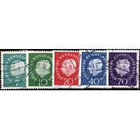 ALEMANHA BERLIN - Y 0162A/165 (1959) 75º ANIVERSÁRIO DO PRESIDENTE THÉODOR HEUSS -SÉRIE 5 SELOS USADOS 