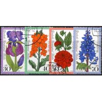 ALEMANHA BERLIN - Y 0488/491 (1976) FLORES DE JARDIM - SÉRIE 4 SELOS USADOS 