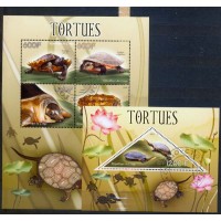 CONGO -SÉRIE COMPLETAS CARIMBADAS - TARTARUGAS  - 4 SELOS + BLOCO - TARTARUGAS