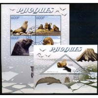 CONGO - SÉRIES COMPLETAS CARIMBADAS - FAUNA - FOCAS - 4 SELOS + BLOCO - FOCAS 