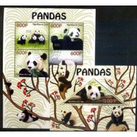 CONGO - SÉRIES COMPLETAS CARIMBADAS - FAUNA - PANDAS -  4 SELOS + BLOCO