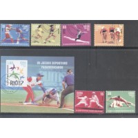 CUBA - ESPORTE - 2007 - XV JOGOS ESPORTIVOS PANAMERICANOS  - SERIE 6 SELOS E 1 BLOCO CARIMBADOS