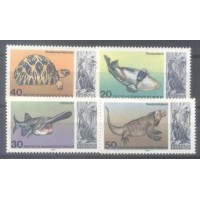 ALEMANHA BERLIN - FAUNA MARINHA - 1977 - ZOO DE BERLIN - AGUÁRIO - SÉRIE 4 SELOS - MINT - Y 514/517 