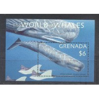GRENADA - Y B-618D (2001) FAUNA : CETÁCEO -BALEIAS FHYSETERCATODEN -BLOCO MINT