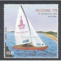 GUINE - Y A-107 (1978) NAVIO/ ESPORTE : RICCIONE 1978- IATISMO - 150 e - IATE COM O EMBLEMA DE OLIMPÍADA DE MOSCOU 1978 E A LEGENDA TALLINN 80 , NA VELA - SELO MINT