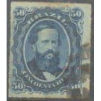 I-32 - 1876 - DOM PEDRO II - PERCÉ - 50 RÉIS - CARIMBADO - CHARNEIRA