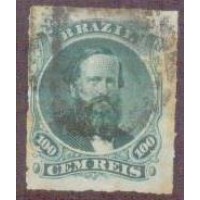 I-34 - 1876 - DOM PEDRO II - PERCÉ - 100 RÉIS - CARIMBADO