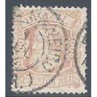 I-50 - 1881 - DOM PEDRO II - CABEÇA PEQUENA - 50 RÉIS - CARIMBADO - CHARNEIRA