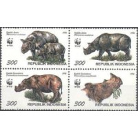 INDONÉSIA - 1996 - YV-1474/1477 - RINOCERONTES