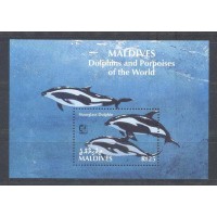MALDIVES - Y B-323 (1995) FAUNA MARINHA :SINGAPURA 93 ( EXPO. FILATÉLICA) HOURGLASS DOLPHIN - BLOCO MINT