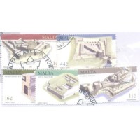 MALTA - 2003 - MILITARISMO/ARQUITETURA - FORTALEZAS - FORTE DE ST. ELMO, BATERIA RINELLA, FORTE DE ST. ÂNGELO, RESERVA POSTO 5, FORTE TIGNE - SÉRIE 5 - Y 1233/1237