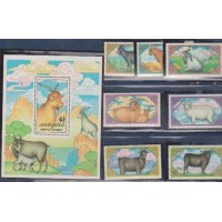 MONGÓLIA - YV-1658/1664 + BLOCO 134 - CABRAS E BODES