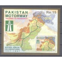 PAKISTAN - MAPA DAS RODOVIAS - 1997 - Y B- 08 (1997) - CINQÜENTENÁRIO DAS ESTRADAS DE RODAGEM DO PAKISTAN - BLOCO MINT