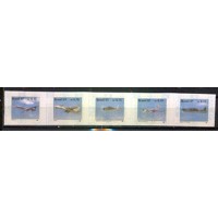 R-729/733 - 1997 - TIRA DE 5 SELOS - MINT (PERFEITA) - AVIÕES BRASILEIROS - AUTO ADESIVOS EMITIDOS - NOVOS - RHM R$ 35,00 (7 UFS X R$ 5,00)