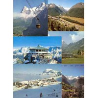 ACUMULAÇÃO SUÍÇA - CARTÃO POSTAL - CONJUNTO DE 6 CARTÕES COLORIDOS COM VISTAS DOS ALPES COM TELEFÉRICO E ESTAÇÃO DE SKY - DA DÉCADA DE 80 - CIRCULADOSPARA O BRASIL EM BOM ESTADO DE CONSERVAÇÃO