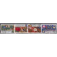 ALEMANHA BERLIN - OBRAS BENEFICENTES - FAUNA E FLORA - Y 0704/707 (1985) PRÓ OBRAS BENEFICENTES - MOTIVOS DECORATIVOS EM ILUMINURAS DAS MARGENS DE UM LIVRO DE HORAS DA IDADE MÉDIA COM FLORES, PASSARINHO, BORBOLETA E INSETOS LINDA SÉRIE COM 4 SELOS USADOS 