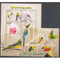 CONGO -SÉRIE COMPLETAS CARIMBADAS -  PERIQUITOS - 4 SELOS + BLOCO