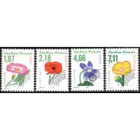 FRANÇA - PRÉOBLITERADO- FAUNA - CLT/VEN 47673 - Y P-240/243 (1998) FLORES SELVAGENS - SÉRIE 4 SELOS MINT