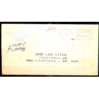 GHANA - ENVELOPE CIRCULADO COM CARIMBO DE CHEGADA - FRANQUIA MECÂNICA DO AEROPORTO DE KOTOKA DE 04-05-87 DA EMBAIXADA BRASILEIRA PARA CAMPINAS