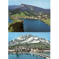 SUÍÇA - CARTÃO POSTAL  - DOIS LINDOS CARTÕES POSTAIS COM VISTAS DOS LAGOS UM DA DÉCADA DE 60 E OUTRO DA DÉCADA 80-COLORIDOS