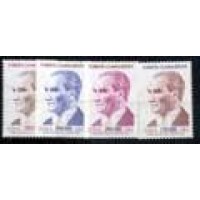 TURQUIA - PRESIDENTES DA TURQUIA - YVERT 2887/90 - ANO 1998 - SERIE COM 4 SELOS DE ATATURK,  NOVO COMPLETO COM GOMA PERFEITA
