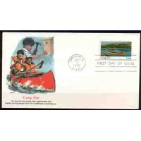 USA - 1985 - FDC - CAMP FIRE - MENINOS PERTENCENTES AO MOVIMENTO REMANDO EM CANOA