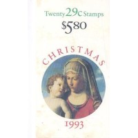 USA - Y C-2193A - 1993 - NATAL - A VIRGEM E O MENINO - PINTURA DE GIOVANNI BATTISTA CIMA CARNÊ DE $580 DE 5 FOLHINHAS FORMADAS POR UMA QUADRA - MINT 