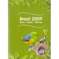 2009 - CARTELA ANUAL EMITIDA E MONTADA PELOS CORREIOS BRASILEIROS - EM PERFEITO ESTADO COM TODOS OS SELOS E BLOCOS PERFEITOS
