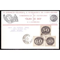 C-0180/0182 - CARTÃO CIRCULADO EM 01 AGOSTO DE 1943 - EXPOSIÇÃO DE CAMPO GRANDE - CENTENÁRIO DO OLHO DE BOI