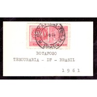 C-0466 - CARIMBO `BOTAFOGO - TESOURARIA-DF-BRASIL` - SOBRE FRAGMENTO - CENTENÁRIO DOS SELOS COLORIDOS - 1961