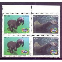 C-2763 + 2765 - QUADRA SE-TENANTS - MINT - GOMADO - PAR PEIXE-BOI E LONTRA - ANIMAIS AMAZÔNICOS - 2008