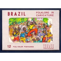 BRASIL - 12 CARTÕES POSTAIS DA SÉRIE O MUNDO EM CARICATURA - DO PINTOR CHRISTO POPOFF