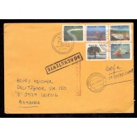 ENVELOPE - CIRCULADO EM 1996 CONTENDO A SÉRIE COMPLETA REGULARES TURISMO 1 - CARIMBO CBC E CARIMBO DA AGÊNCIA MONSENHOR COUTINHO (MANAUS) DESTINO ALEMANHA E CARIMBO DEVOLVIDO AO REMETENTE E ANOTAÇÃO A CANETA DE FALTA DE SELO INTERNACIONAL