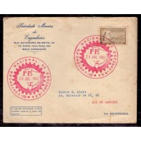 ENVELOPE CIRCULADO DE MINAS GERAIS PARA RIO DE JANEIRO - `SOCIEDADE MINEIRA DE ENGENHEIROS` - CARIMBO CBC - VERSO CARIMBOS DE CONTROLE - FRANQUIA ISOLADA EM RÉIS - RHM R$ 350,00 (70 UFS)