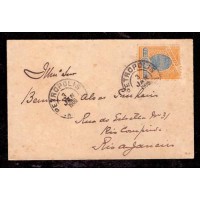 MADRUGADA - ENVELOPE CIRCULADO DE PETROPÓLIS PARA RIO DE JANEIRO - 03/01/1906 - 20 RÉIS PORTE ISOLADO - CARIMBO DE CHEGADA NO VERSO EM 09/01/1906