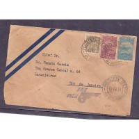 AÉREO - ENVELOPE CIRCULADO DE FORTELEZA (CE) PARA RIO DE JANEIRO - SELOS SANTOS DUMONT 500 RÉIS E AUGUSTO SEVERO 300 RÉIS E REGULAR AVIAÇÃO 200 RÉIS - 10/07/1931 - CHEGADA NO VERSO 12/07/1931 - CARIMBOS 
